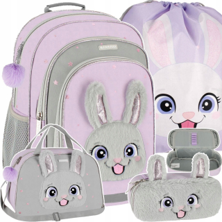 Starpak viackomorový školský batoh Odtiene fialovej, Odtiene ružovej, Odtiene sivej a striebornej 23 l + 3 ďalšie produkty